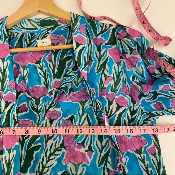 Warm NY || Izzie Drop Waist Floral Tie Dress Blue Pink XS - Picture 6 of 10